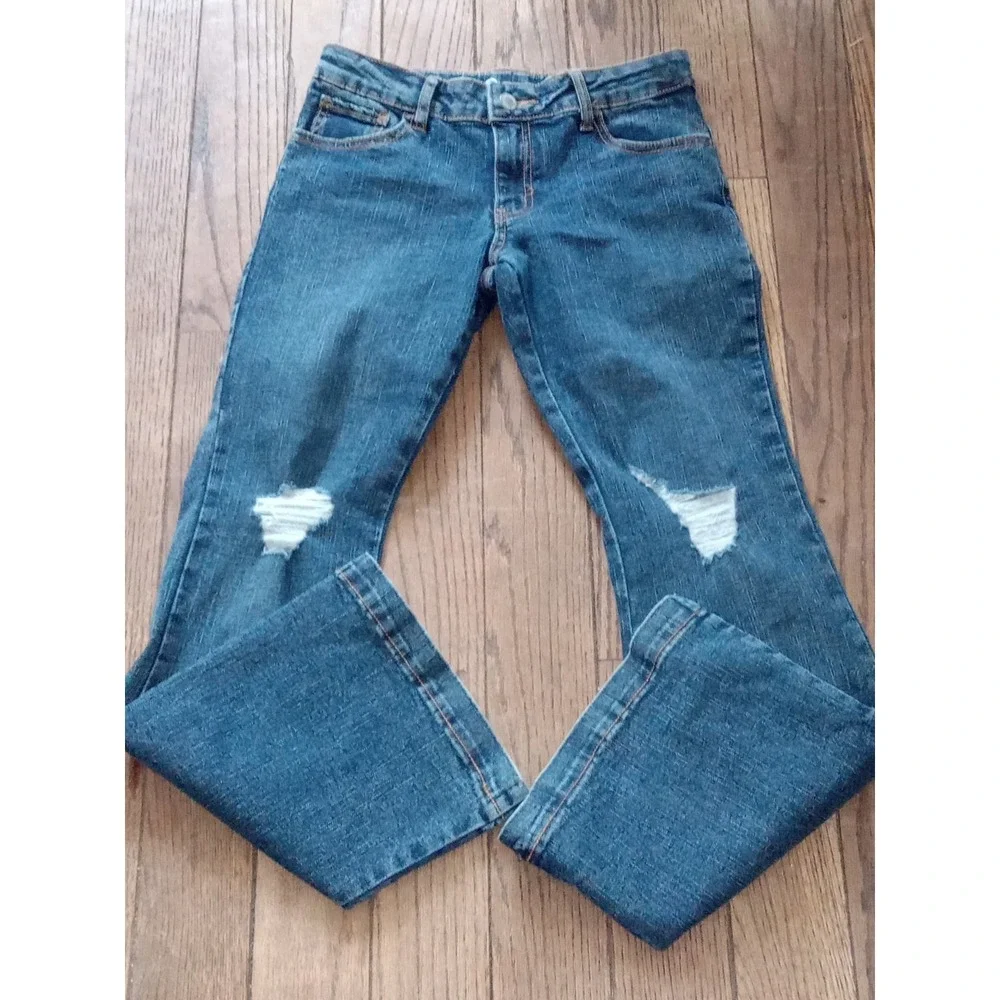 Art Class Sz 14 Girls Wide Leg‎ Distressed Bootcut Jeans Streetwear Normcore Y2K